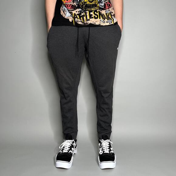 Vintage Y2K Nike Joggers Mens M Slim Fit Dark Grey White Swoosh Ankle Zippers - Picture 2 of 4